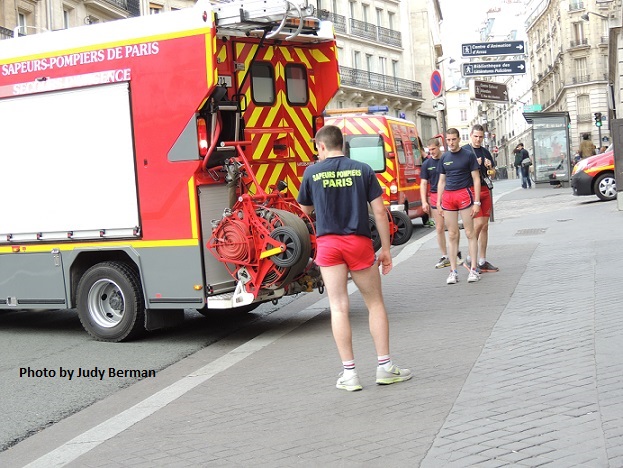 Firefighters (sapeurs pompiers) at their fire station in the Latin Quarter.
