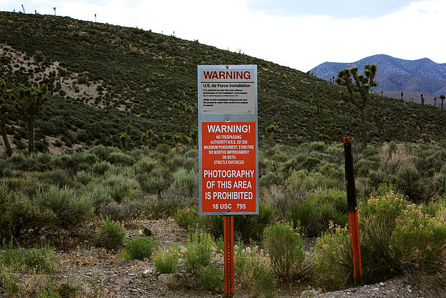 Area 51 - Groom Road gate warning sign about the restricted area 