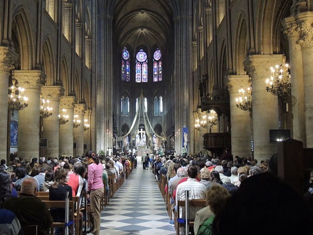 inside of Notre Dame Cathedral